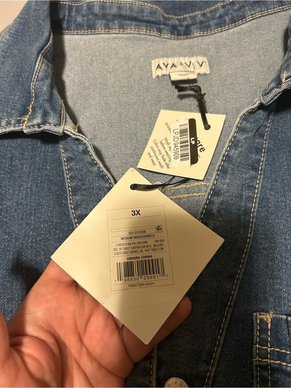 NWT-Ava & Viv Blue Denim Button-Front Short Sleeve Romper- size 3xl - Picture 9 of 9